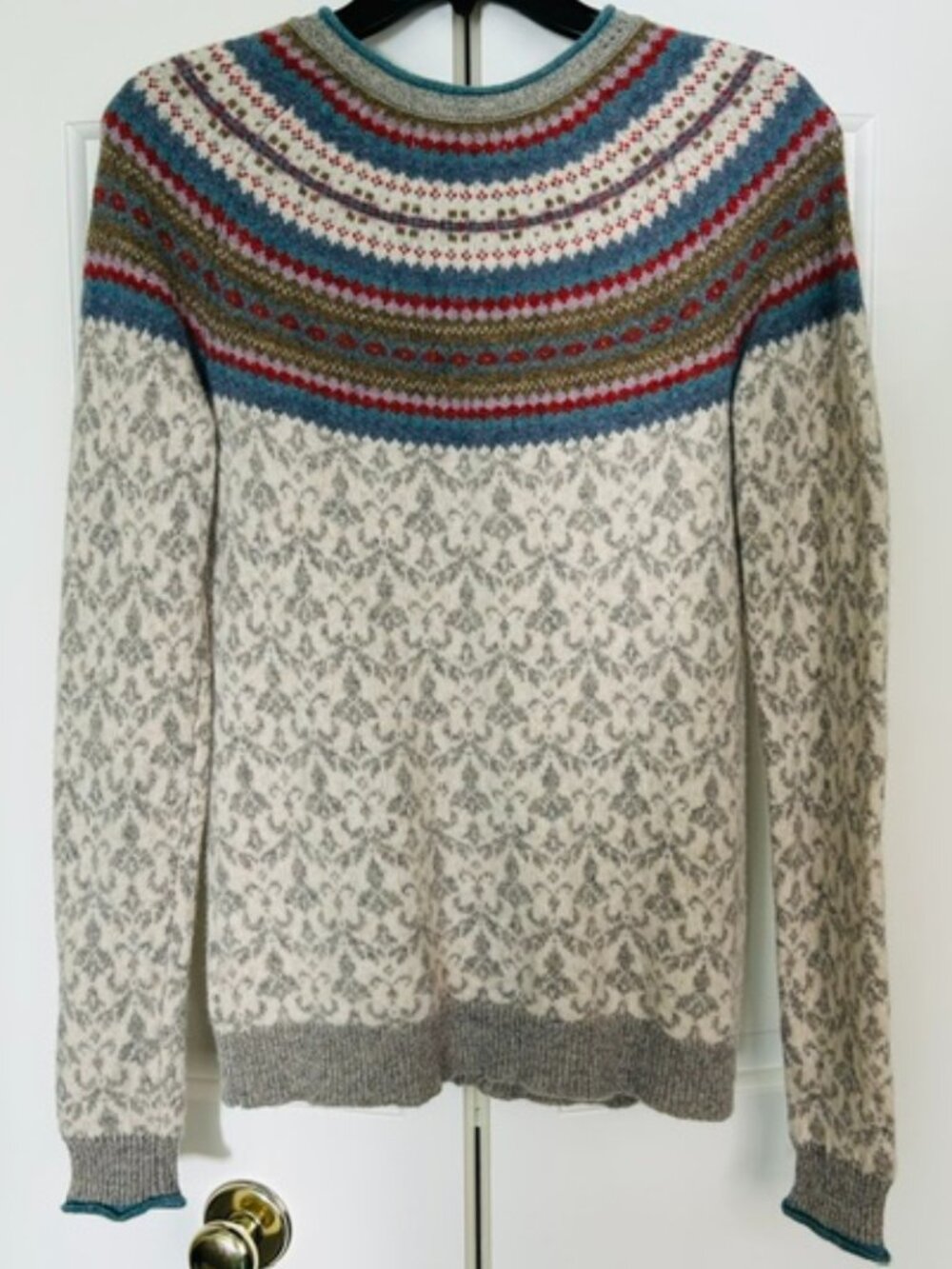 Susan Bristol EUC 100% Extra Fine Merino Wool Fair Isle Cardigan Small - Picture 2 of 7